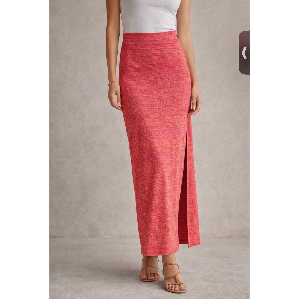 Free People Knit Maxi Skirt Side Slit Boho‎ Coastal